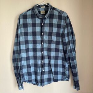 J. Crew Men’s plaid button down 100% cotton long sleeve blue shirt - large slim!